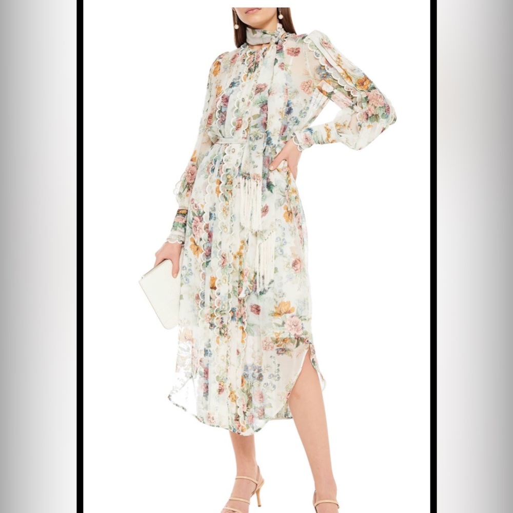 Zimmermann wavelength scallop midi dress with Scarf